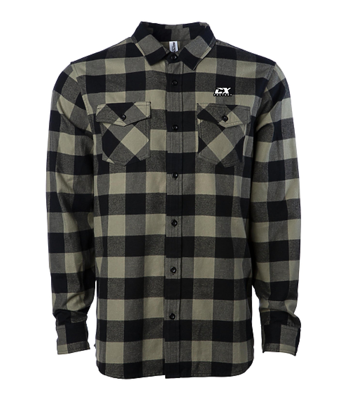 PRE-ORDER - CX Factory Small Embroidered Logo Flannel  - Olive Green
